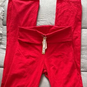 SKIMS Cotton Jersey Foldover Pant in CRANBERRY Size Small NWT